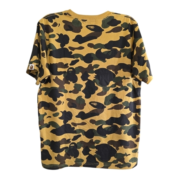A Bathing Ape BAPE 1st Camo One Point Tee T-shirt Medium Yellow Logo Streetwear - Picture 5 of 9